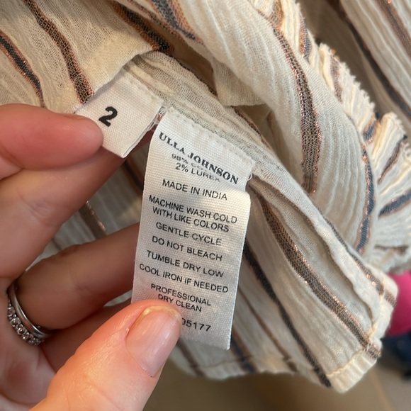 Ulla Johnson Striped Cream and Brown Top - Picture 4 of 5